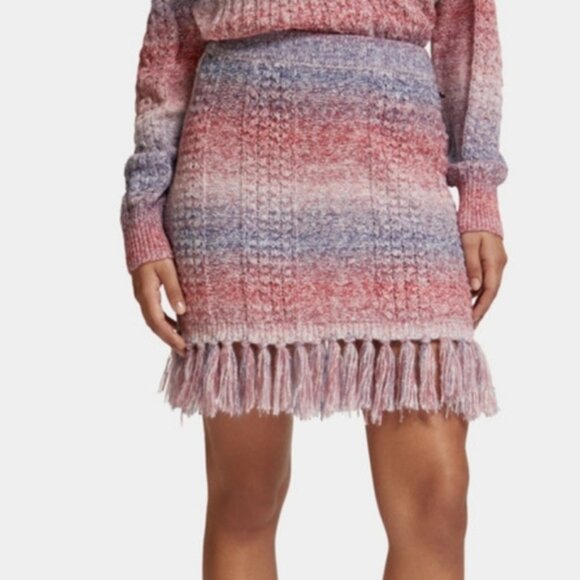 Scotch  Soda Space-Dyed Knitted Skirt  Multicolor Knit Fringe Skirt Size Small - Picture 2 of 11